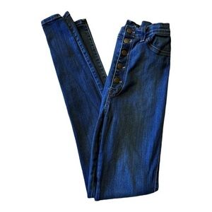 Super High-Waisted Six-Button Fly Skinny Jeans – Size 11